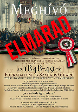 Rendkívüli közlemény - ELMARAD a március 15-i ünnepi megemlékezés